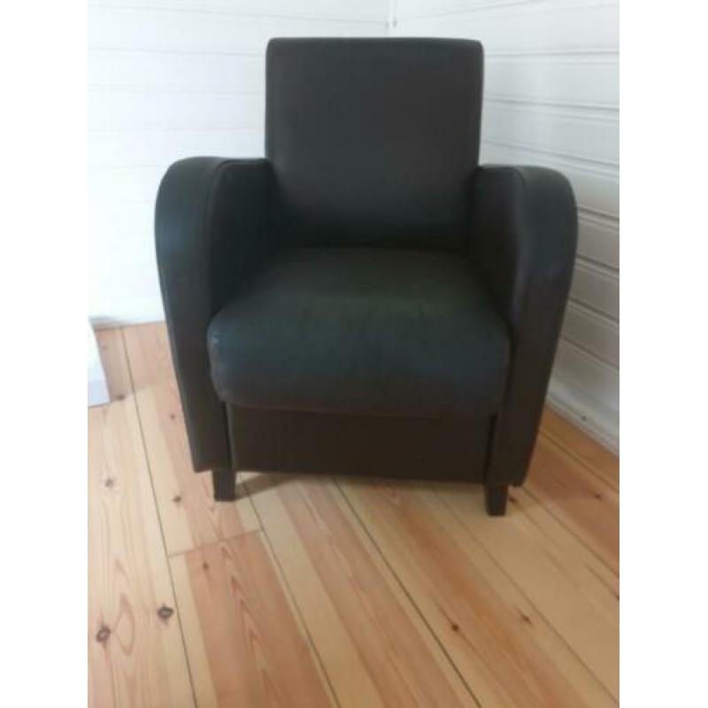 2x bruin leer stoelen