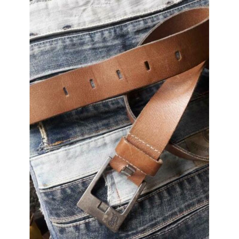 PETROL INDUSTRIES cognac bruine leren riem 75 3,5 cm izgs