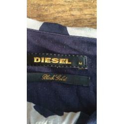 Diesel Black Gold zijden donkerblauwe jurk, grafische print