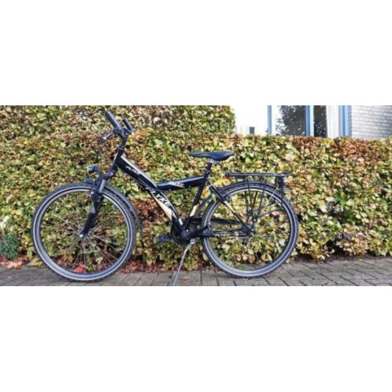 fiets jongens Flyke zwart/oranje 26 inch drie versnellingen