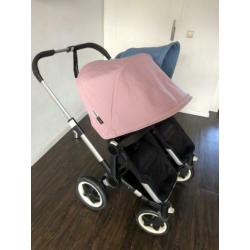 Bugaboo donkey duo roze en blauw