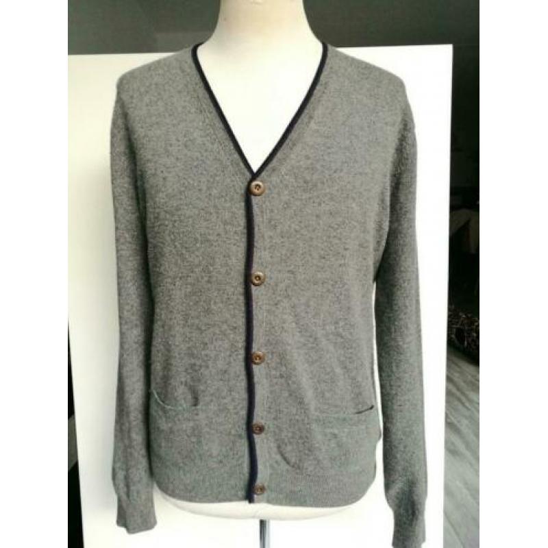 Ahaus 100% Cashmere knoopjes vest L 42 Grijs