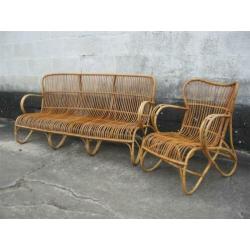 Zitbank met fauteuil '60s ( rotan ) Retro/Vintage/Design