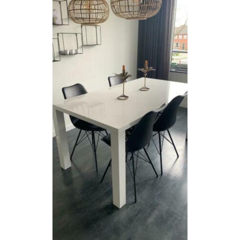 Hoogglans eettafel wit 90x160x76