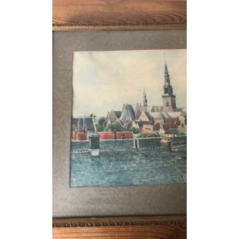 Schilderij - oude kerk en omgeving - zeedijk 30 Amsterdam