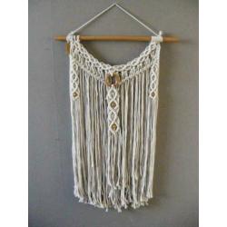 Macrame wandhanger licht hout