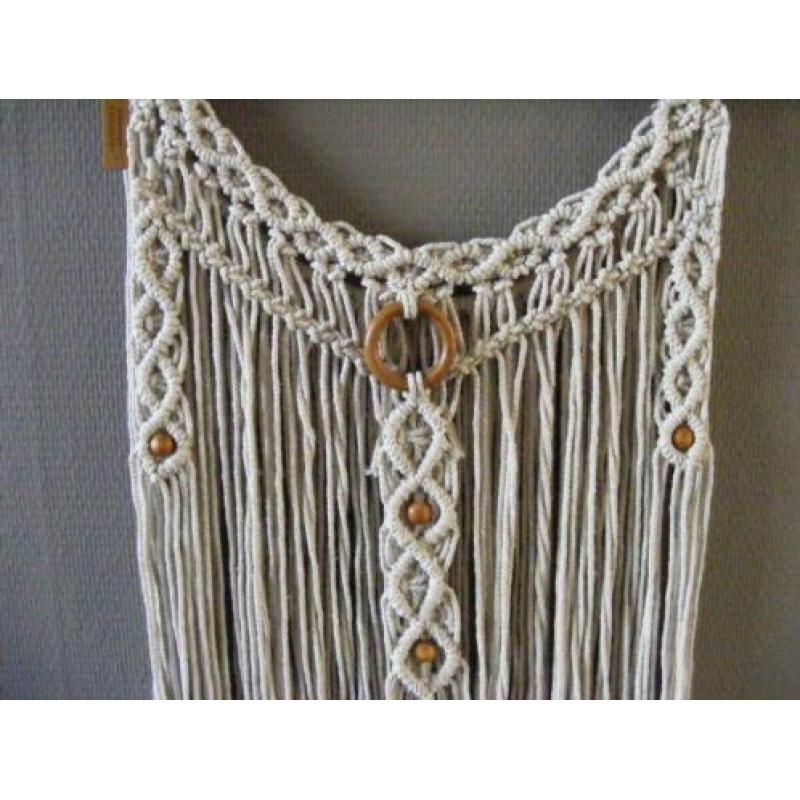 Macrame wandhanger licht hout