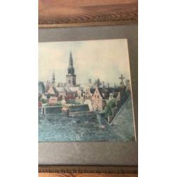 Schilderij - oude kerk en omgeving - zeedijk 30 Amsterdam