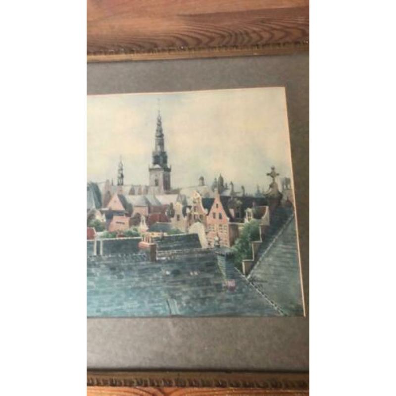 Schilderij - oude kerk en omgeving - zeedijk 30 Amsterdam