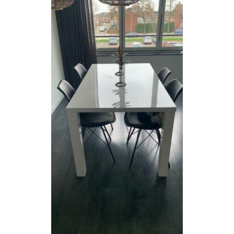 Hoogglans eettafel wit 90x160x76