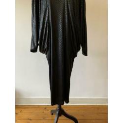 Oversized zwarte vintage jurk met print