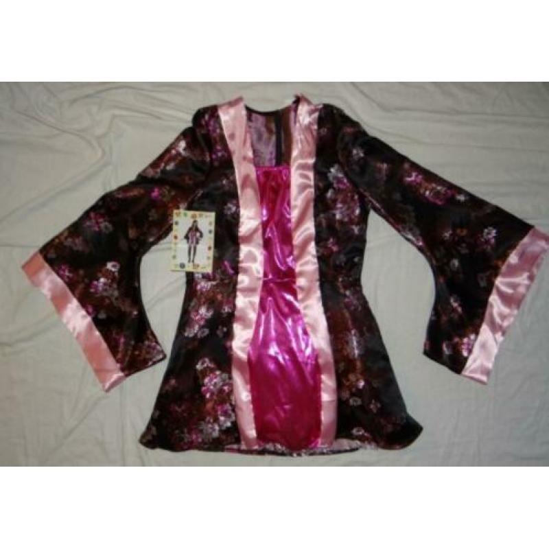 Mooie roze/zwart gebloemde GEISHA/CHINEES/KIMONO jurk