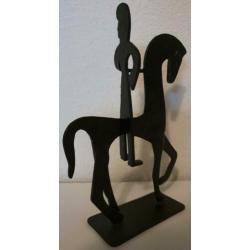 Beeld paard met ruiter sculptuur kunst uniek metaalsoort