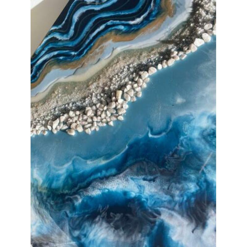 Beach strand artwork epoxy resin schilderij