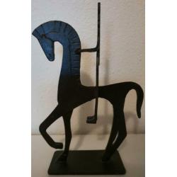 Beeld paard met ruiter sculptuur kunst uniek metaalsoort