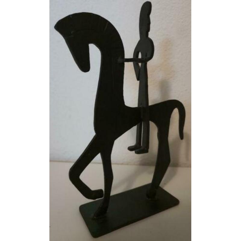 Beeld paard met ruiter sculptuur kunst uniek metaalsoort