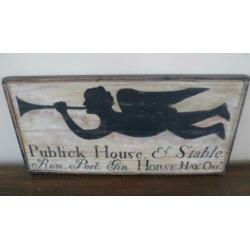 Handgeschilderd paneel/antiek vintage sign/pubbord/Publick