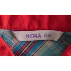 Blouse bloesje overhemd lange mouwen geruit Hema maat 68