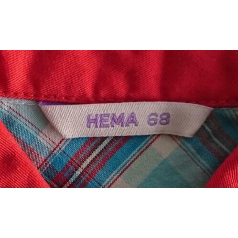 Blouse bloesje overhemd lange mouwen geruit Hema maat 68