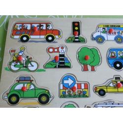 Reuze knopjes puzzel "thema verkeer" (45x 35cm)