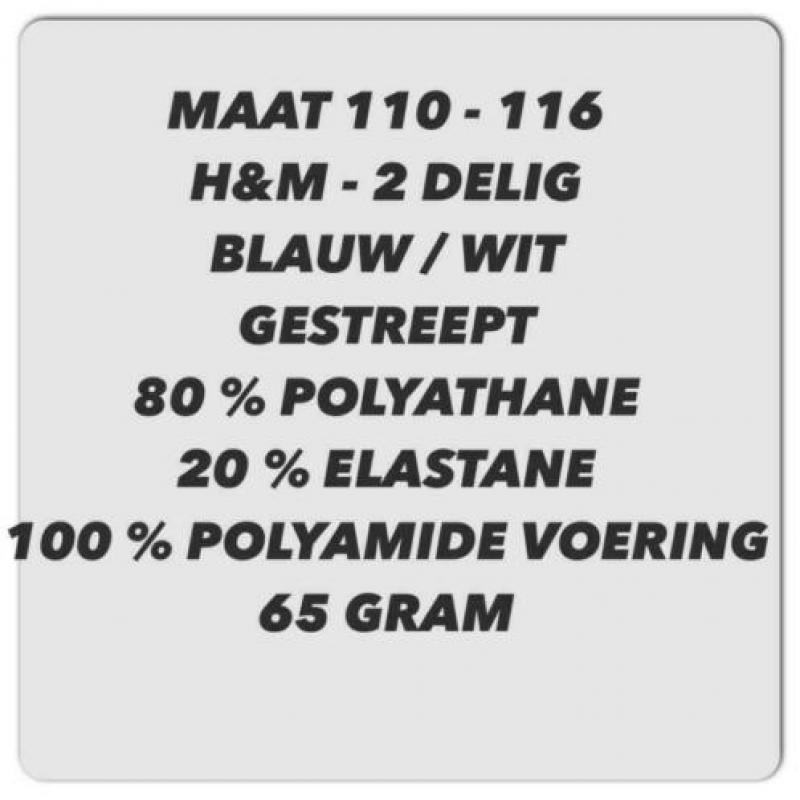 Maat 110 /116 - h&m - blauw / wit - 2 delige zwemkleding