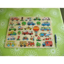 Reuze knopjes puzzel "thema verkeer" (45x 35cm)