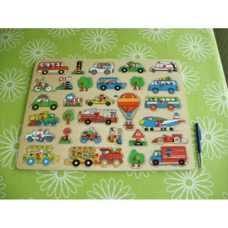 Reuze knopjes puzzel "thema verkeer" (45x 35cm)