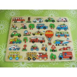 Reuze knopjes puzzel "thema verkeer" (45x 35cm)