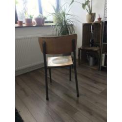 6x Vintage retro Franse schoolstoelen