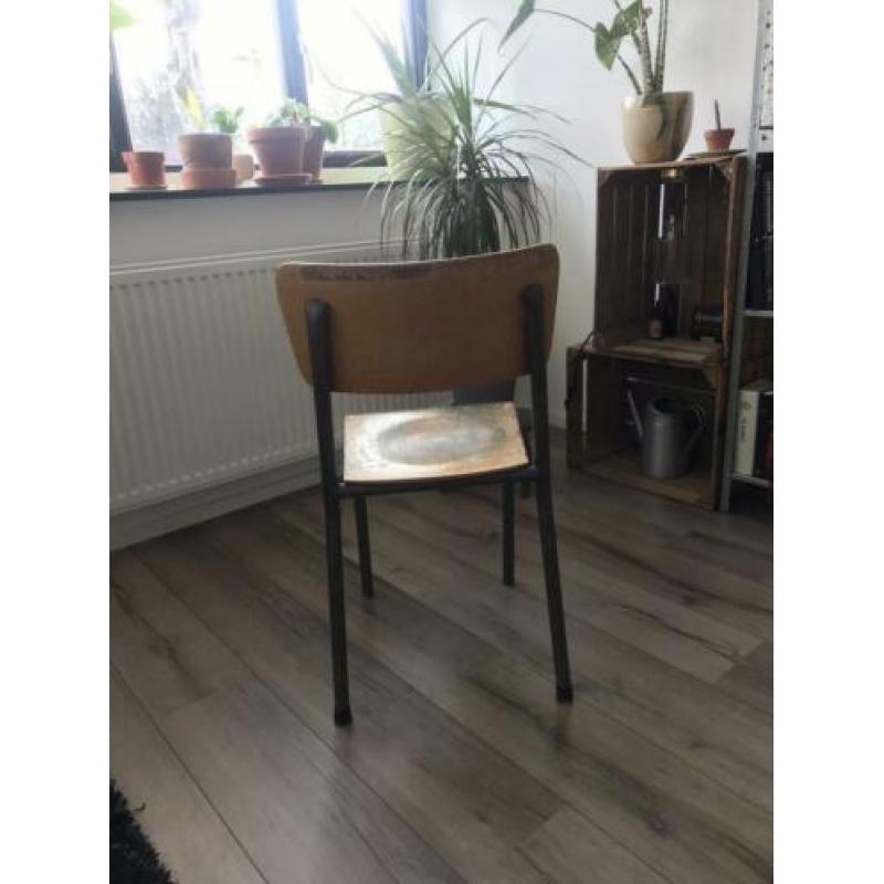 6x Vintage retro Franse schoolstoelen