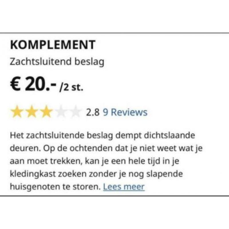 Ikea komplement zachtsluitend deurbeslag kasten (2 sets)