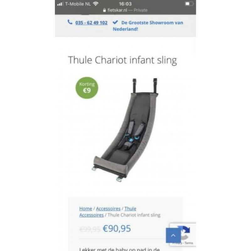 Thule Chariot baby sling, nauwelijks gebruikt!