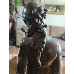 Bronzen beeld van michelanglo 60 cm groot gesigneerd