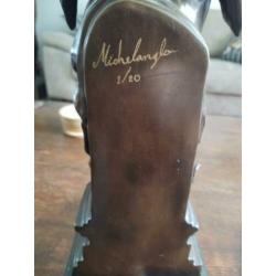 Bronzen beeld van michelanglo 60 cm groot gesigneerd