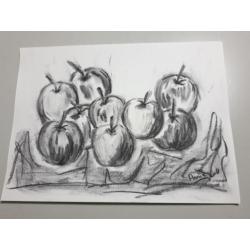 houtskool tekening ; Appel