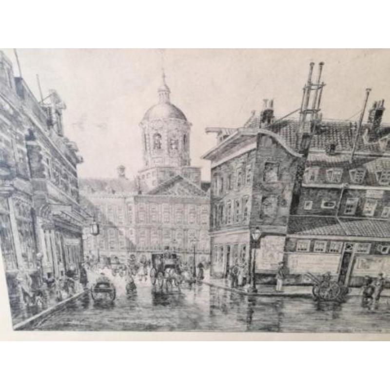 Prachtige oude pentekening van Amsterdam