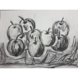 houtskool tekening ; Appel