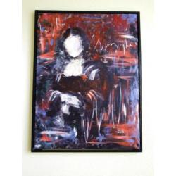 Uniek abstract modern schilderij Mona Lisa 83x63cm