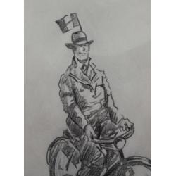 Herman Moerkerk (1879-1949) tekening fietsende man