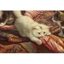 Cornelis Raaphorst 1875-1954 Vijf Kittens spelend op tafel