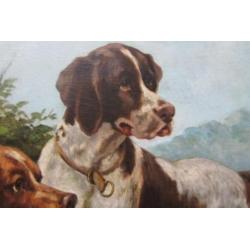 =ca 1880/1900==twee honden==GESIGNEERD==wie kent signatuur?