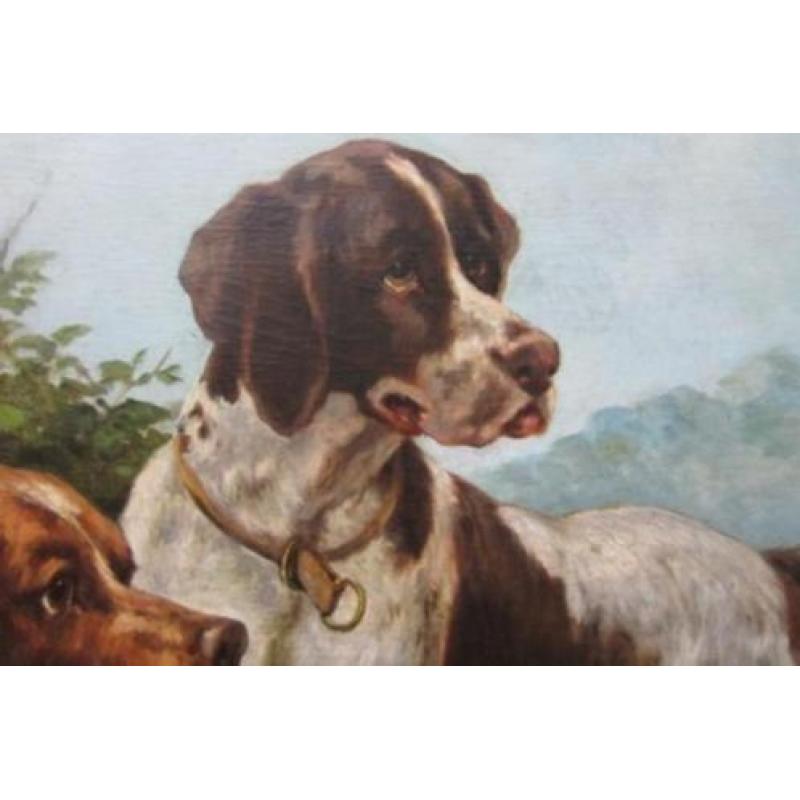 =ca 1880/1900==twee honden==GESIGNEERD==wie kent signatuur?