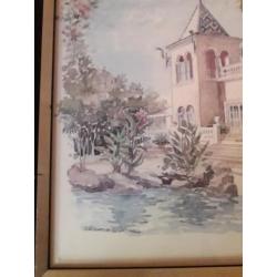 Mooi oud antiek schilderij 44cm breedte hoogte 34cm