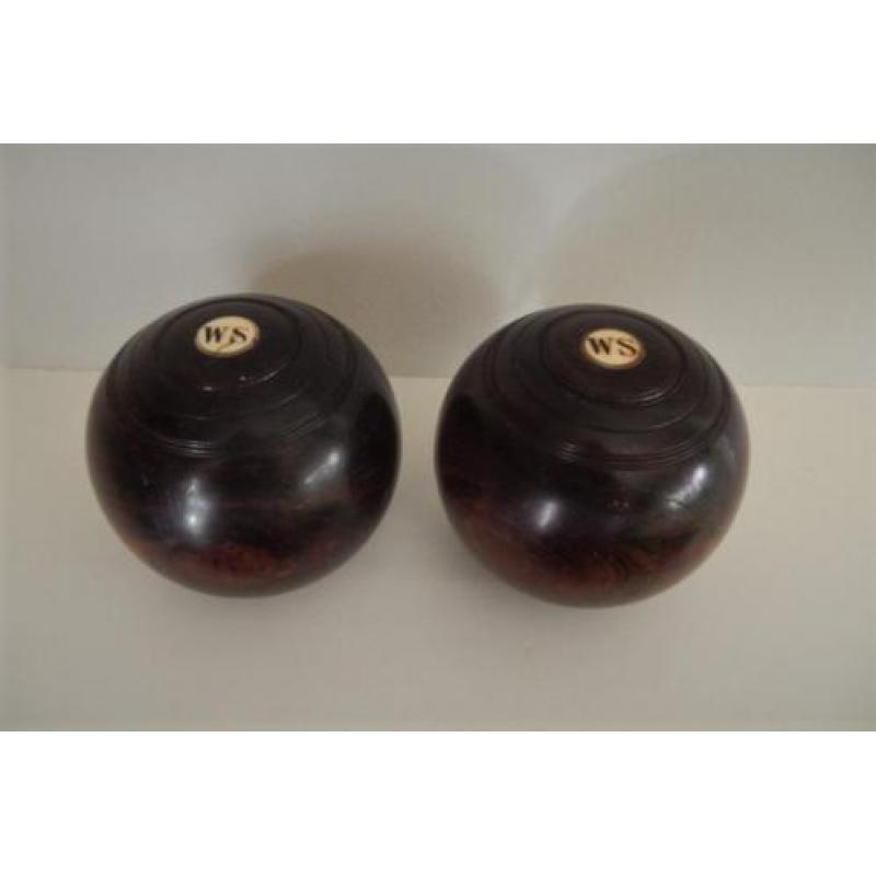 Set antiek Engelse pok houten bowls ballen!