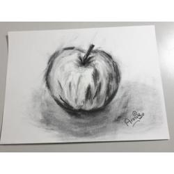 houtskool tekening ; Appel