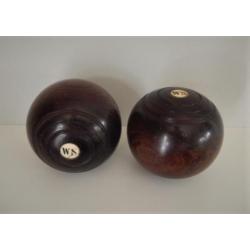 Set antiek Engelse pok houten bowls ballen!