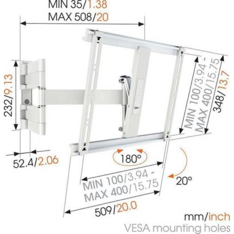 Vogels THIN 445 white muurbeugels