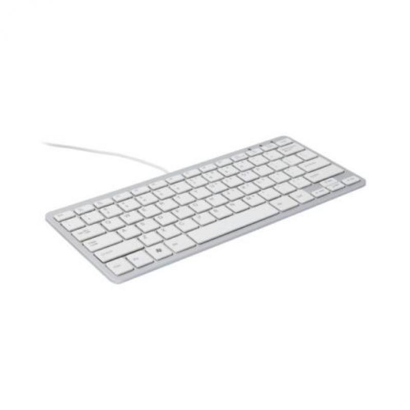 R-go compact toetsenbord, qwerty (us), wit, bedraad