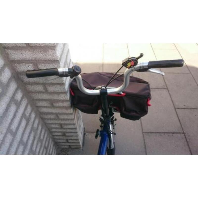 Brompton vouwfiets 3 versnellingen blauw/zwart met voor tas