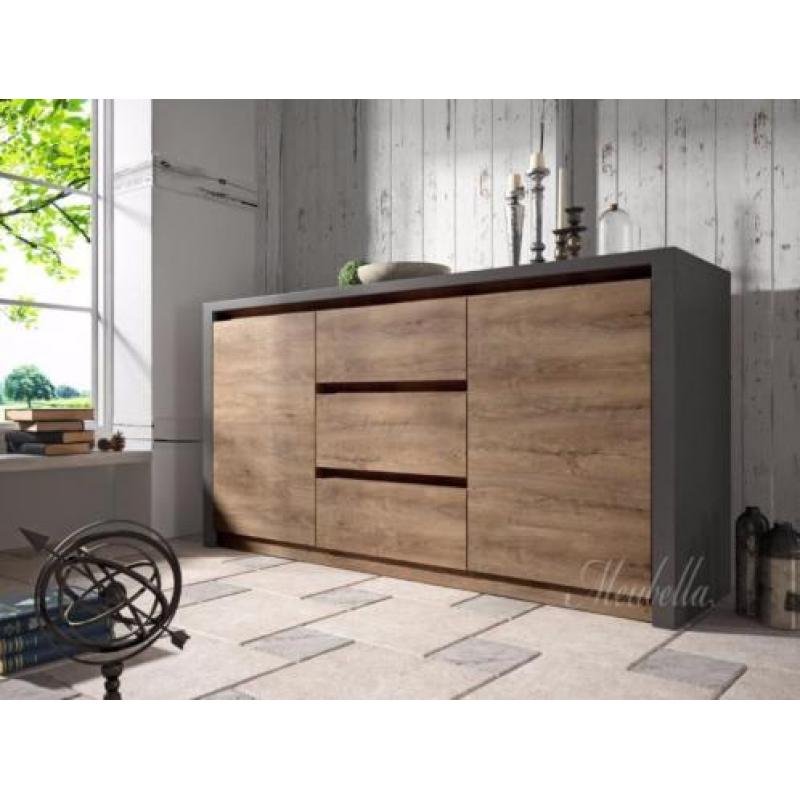 Dressoir Monaco 140 cm - Eiken Grijs - Kast - Industrieel